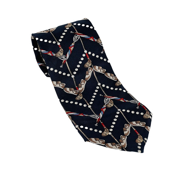 Spence & Lowe Other - Spence & Lowe Navy Blue White Polka Dots Golf Blue Shoes Silk Neck Tie 57 x 4